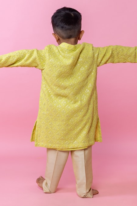 Minikin Green Lucknowi Kurta Set 