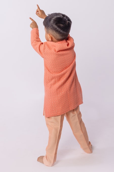 Minikin Coral Lucknowi Kurta Set 