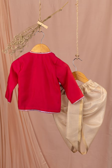 Minikin Gota Lotus Embroidered Angarkha Set 