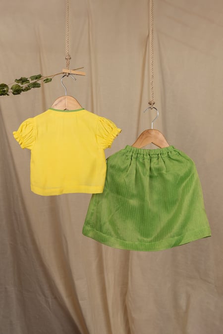 Minikin Yellow Parrot Lehenga Set 