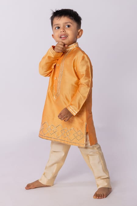 Minikin Orange Gota Embroidered Kurta Set 
