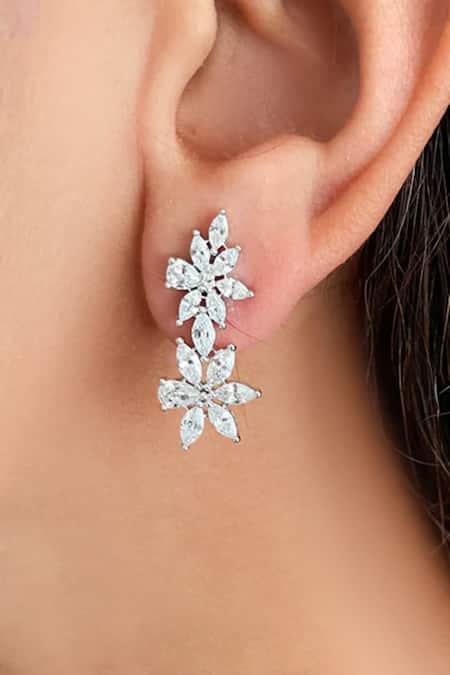 PRERTO Floral Diamond Choker Necklace Set 