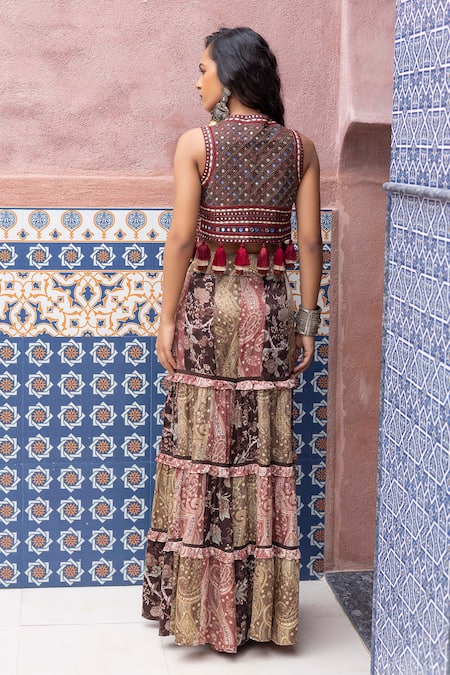 Shruti Sancheti Mirror Embroidered Waistcoat With Sharara 