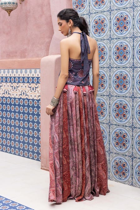 Shruti Sancheti Mirror Embroidered Wrap Top With Palazzo 