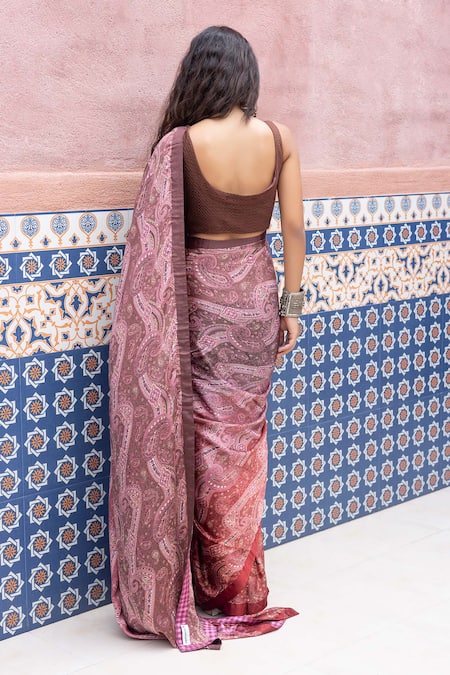 Shruti Sancheti Ombre Paisley Print Saree With Textured Blouse 