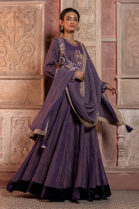 Shruti Sancheti Paisley Embroidered Jacket & Anarkali Set 