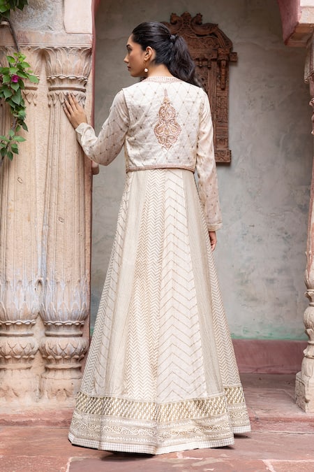 Shruti Sancheti Paisley Embroidered Crop Jacket With Anarkali 