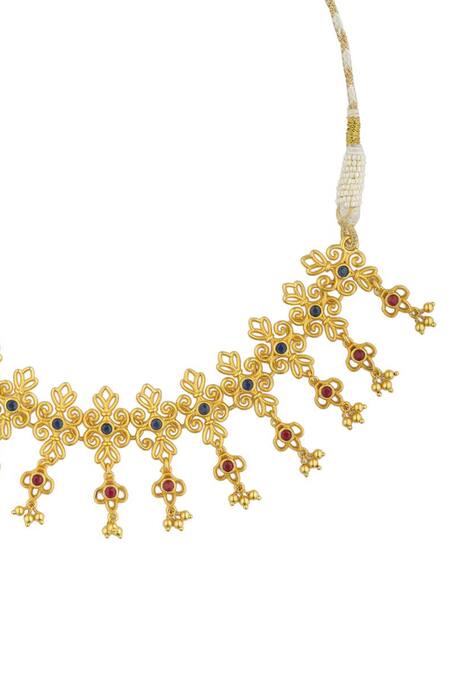 Buy_Zariin_Gold Plated Glorious Glory Choker Necklace _Online_at_Aza_Fashions