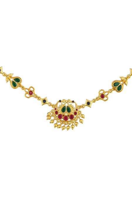 Zariin_Gold Plated Whispers Of Time Necklace _Online_at_Aza_Fashions