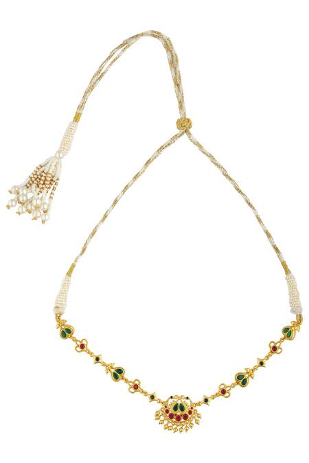 Buy_Zariin_Gold Plated Whispers Of Time Necklace _Online_at_Aza_Fashions