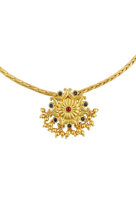 Buy_Zariin_Gold Plated Floral Wonder Pendant Necklace _Online_at_Aza_Fashions