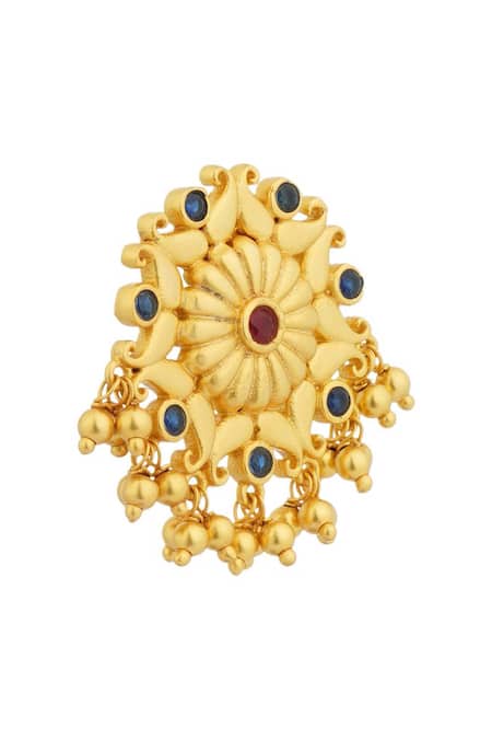 Buy_Zariin_Gold Plated Stones Floral Wonder Stud Earrings _Online_at_Aza_Fashions