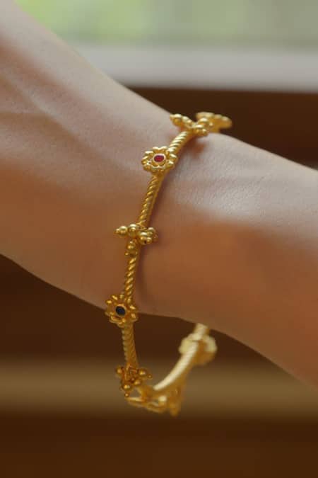 Zariin_Multi Color Stones, Beads Tinkling Tales Bangle - Single Piece _at_Aza_Fashions