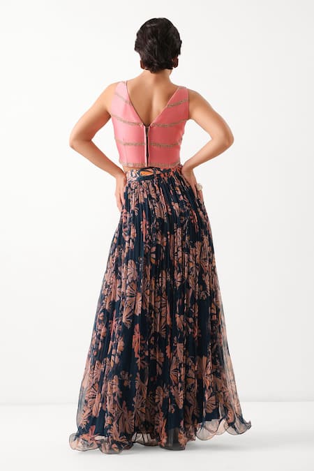 Pallavi Jaipur Jaipur Cal Printed Skirt & Waistcoat Set 