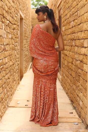Arpita Mehta Sequin Hand Embroidered Saree With Bandeau 