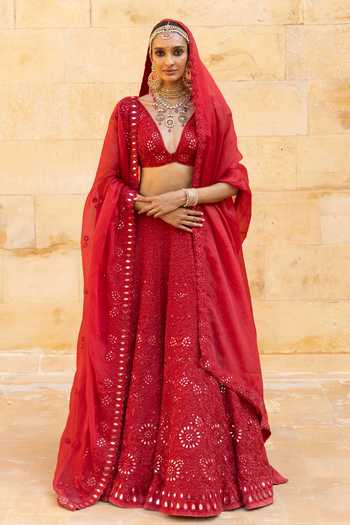 Arpita Mehta Mirror Hand Embroidered Bridal Lehenga Set 