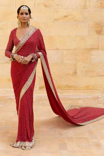 Arpita Mehta Sequin Hand Embroidered Saree With Blouse 