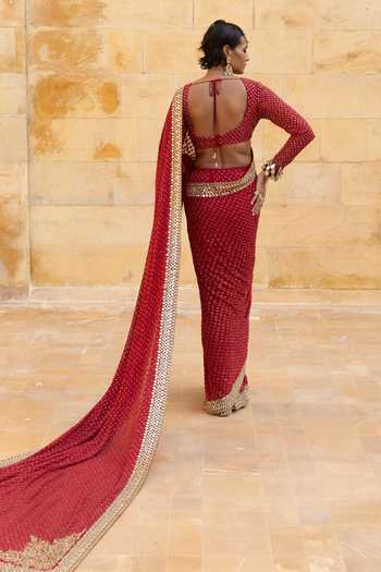 Arpita Mehta Sequin Hand Embroidered Saree With Blouse 