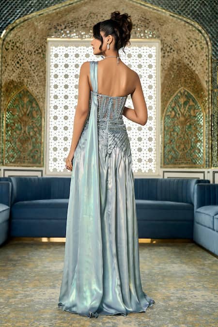 Amit GT Saira Embroidered Saree Gown 