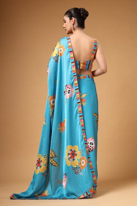 Gazab by Miku Kumar Tivra Print Pre-Draped Saree & Blouse Set 