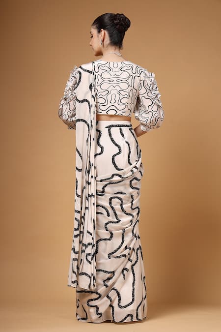 Gazab by Miku Kumar Lumea Print Pre-Draped Saree & Blouse Set 