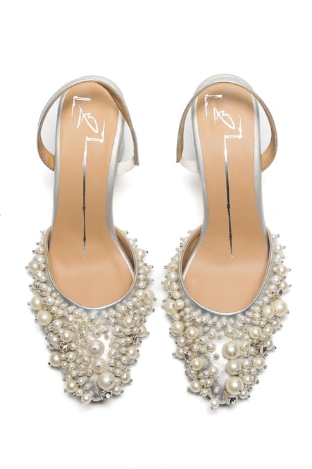 Nidhi Bhandari Embroidered Pearl & Stone Block Heels 