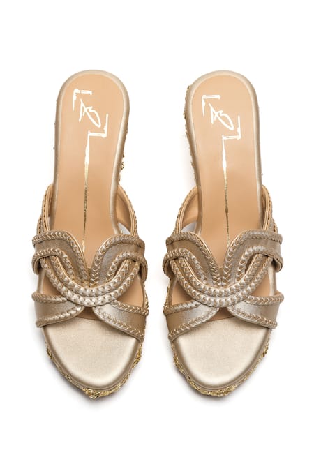 Nidhi Bhandari Embroidered Wedges with Braided Straps 