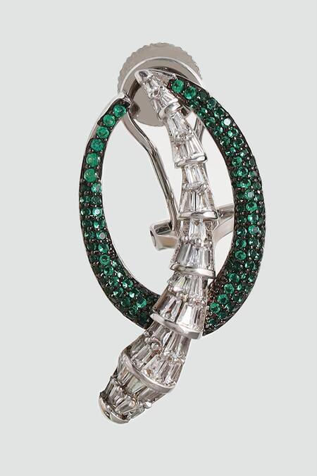 Modarta_Green Stones Serpent Coil Earrings _Online_at_Aza_Fashions
