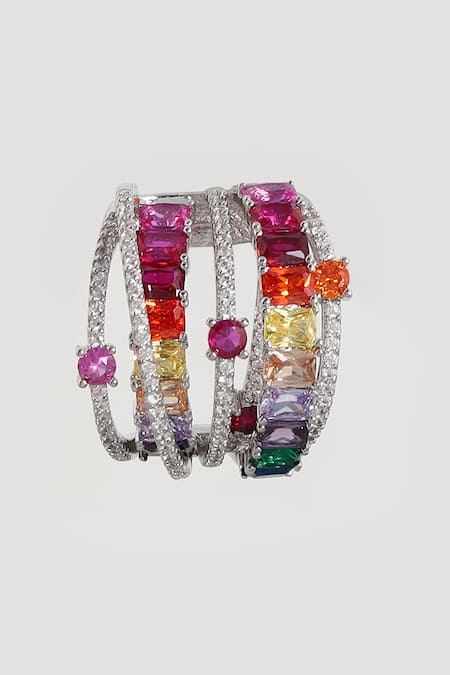 Buy_Modarta_Multi Color Gemstones, Crystals Gem Cluster Earrings _Online_at_Aza_Fashions