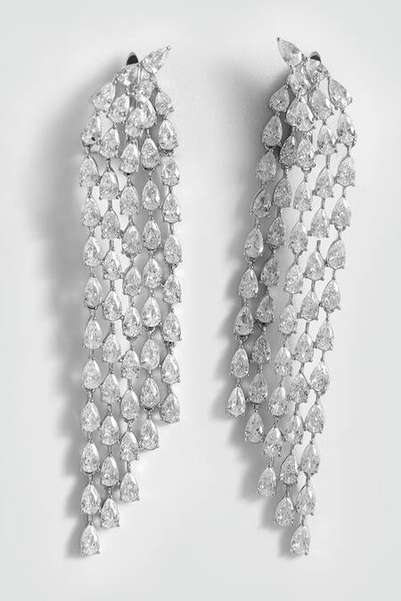 Modarta Dual Crystal Drop Earrings 
