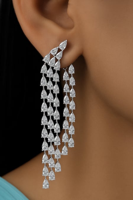 Modarta Dual Crystal Drop Earrings 