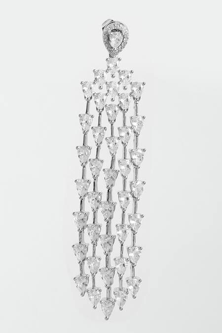 Modarta_Silver Plated Crystals Teardrop Earrings _Online_at_Aza_Fashions