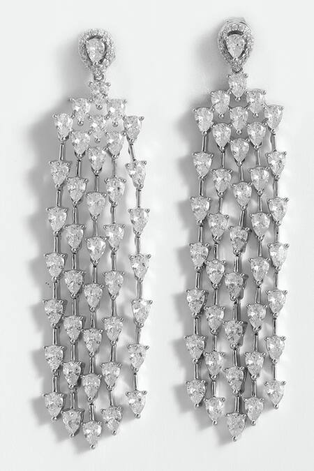 Buy_Modarta_Silver Plated Crystals Teardrop Earrings _Online_at_Aza_Fashions