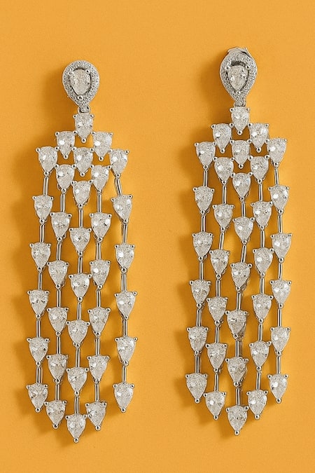 Modarta Silver Plated Crystals Teardrop Earrings 