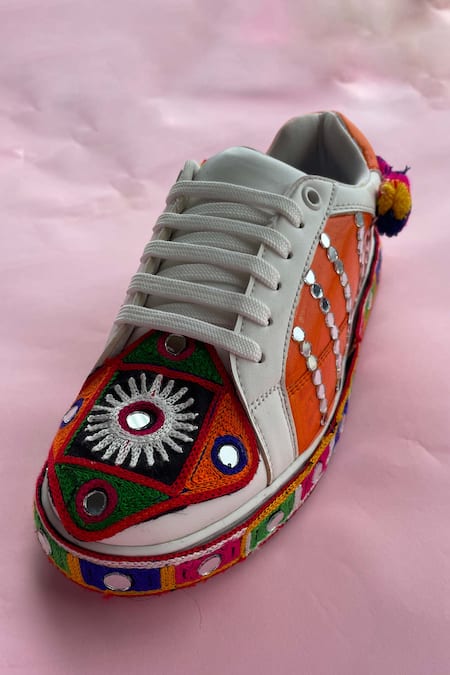 Modanta Footwear Navratri Embroidered & Mirror Work Sneakers 