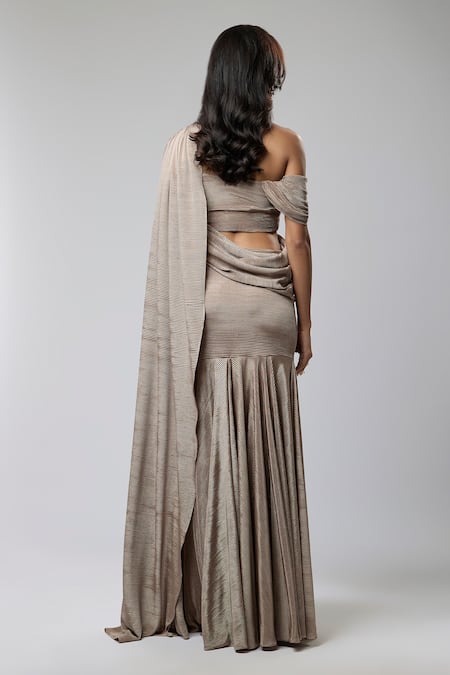 Naina Seth Pleated Pre-Draped Skirt Saree With Blouse 