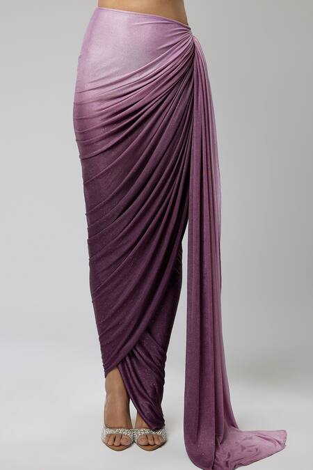 Shop_Naina Seth_Purple Pearls Sweetheart Neck Ombre Crop Top With Skirt _Online_at_Aza_Fashions