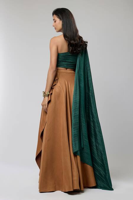 Naina Seth Forest Whispers One Shoulder Crop Top With Skirt 