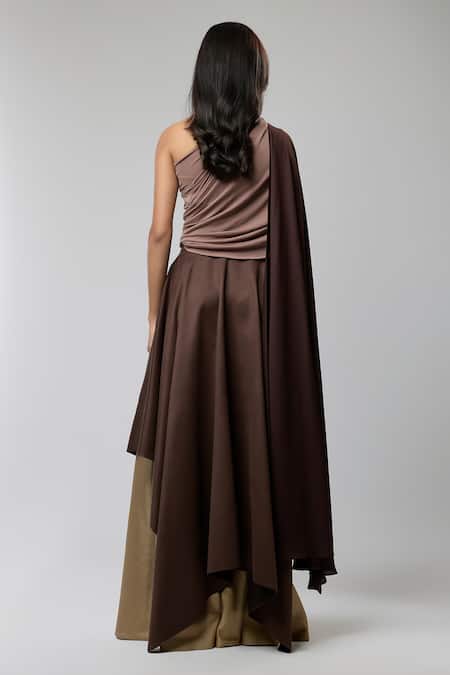 Naina Seth Ruched One Shoulder Top Lehenga Set 