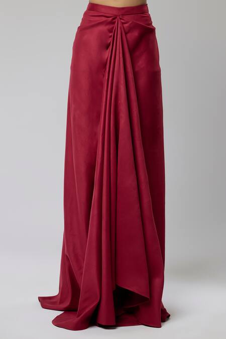 Shop_Naina Seth_Navy Knit, Suede Crystals Sweetheart Royal Hourglass Embellished Top With Skirt _Online_at_Aza_Fashions