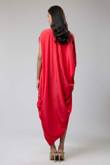Naina Seth Scarlet Mirage Twisted Draped Dress 