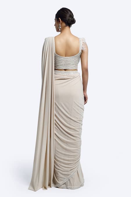 Onaya Cutdana Work Blouse & Pre-Draped Saree Set 