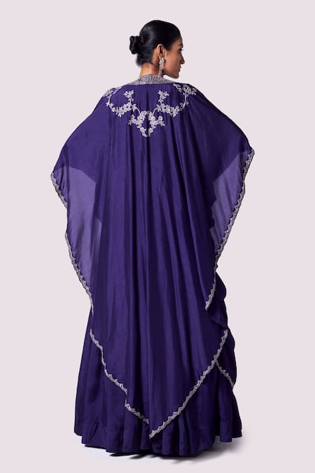 Onaya Silk Embroidered Cape & Lehenga Set 