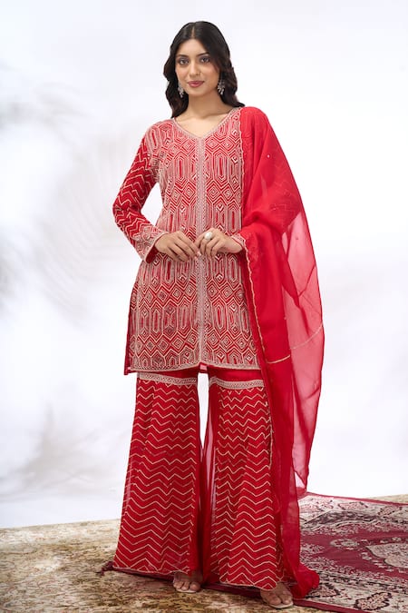 Samyukta Singhania Embroidered Kurta & Sharara Set 