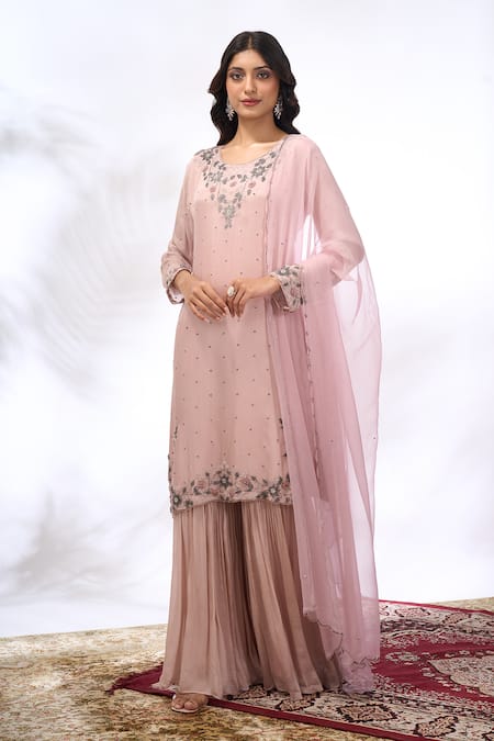 Samyukta Singhania Floral Embroidered Kurta Sharara Set 