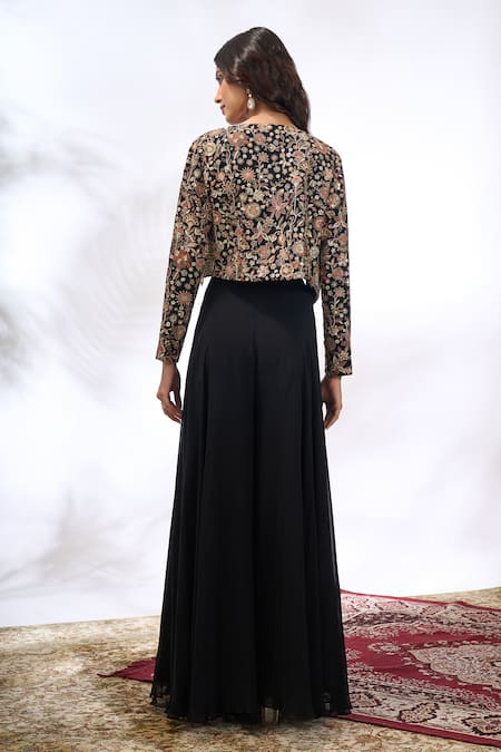 Samyukta Singhania Floral Embroidered Jacket Skirt Set