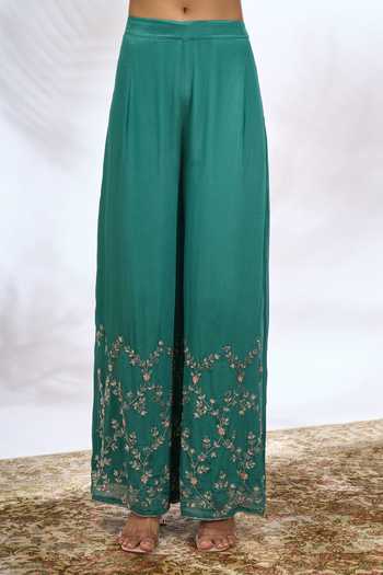 Shop Samyukta Singhania Green Georgette Embroidery, Sequins Round Neck Butti Work Kurta Set Online at Aza Fashions Shop_Samyukta Singhania_Green Georgette Embroidery, Sequins Round Neck Butti Work Kurta Set _Online_at_Aza_Fashions