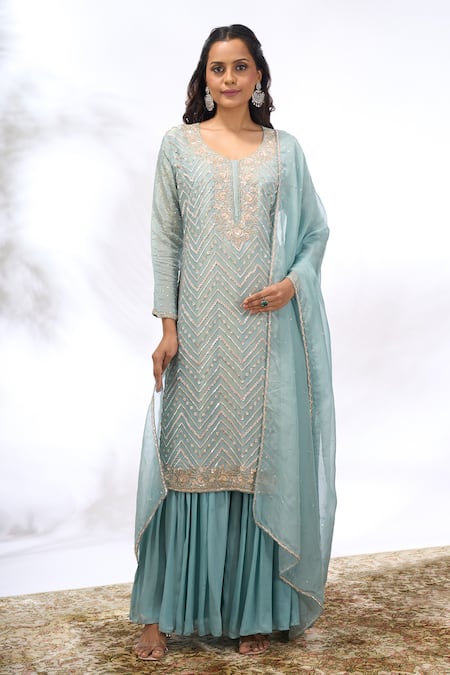 Samyukta Singhania Chevron Work Kurta Set 