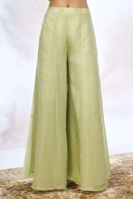 Shop_Samyukta Singhania_Peach Georgette Embroidery Round Neck Floral Kurta Set _Online_at_Aza_Fashions