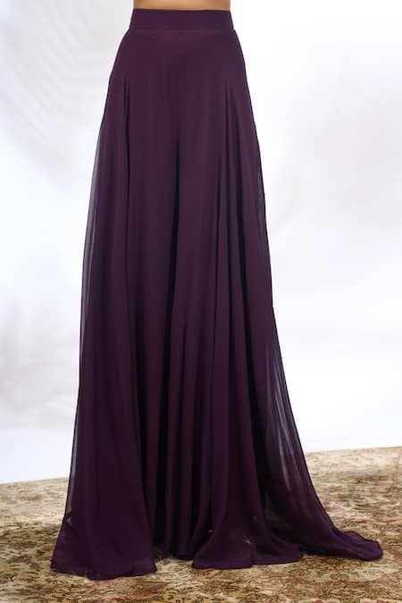 Buy_Samyukta Singhania_Purple Georgette Embroidery, Sequins V-, Sweetheart Jacket Pant Set _Online_at_Aza_Fashions